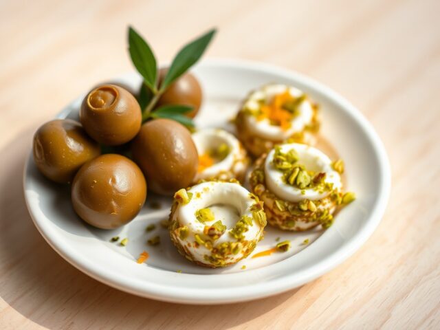 Geitenkaasamuse met olijf en sinaasappel