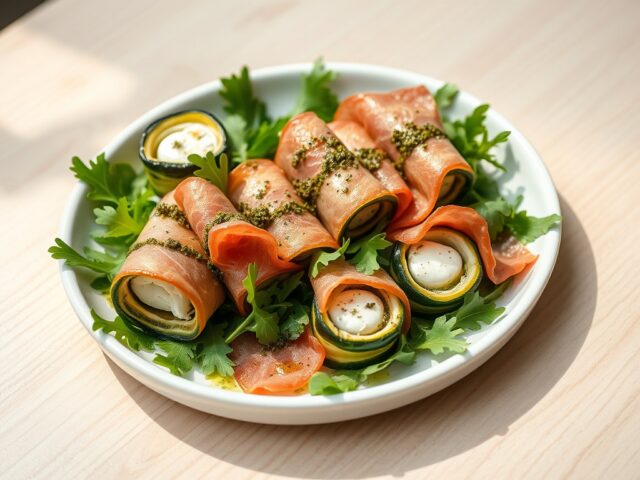 Geitenkaasrolletjes met rookvlees