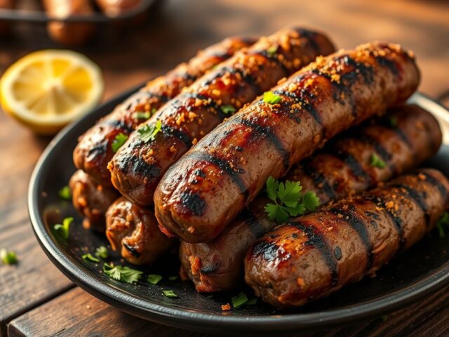 Gekruide gehaktworstjes van de grill