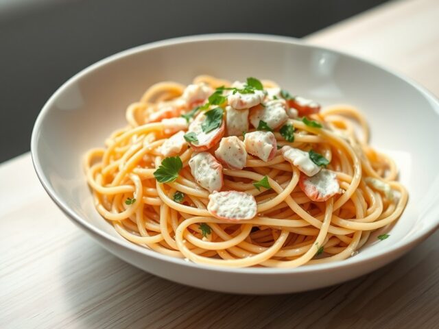Gekruide pasta met venkel en krab