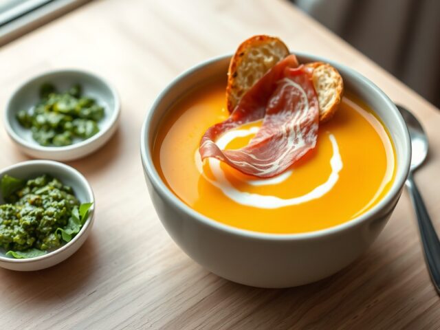 Gele paprika soep met crostini