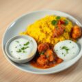 Gele RIJST en Raita met Koningscurry