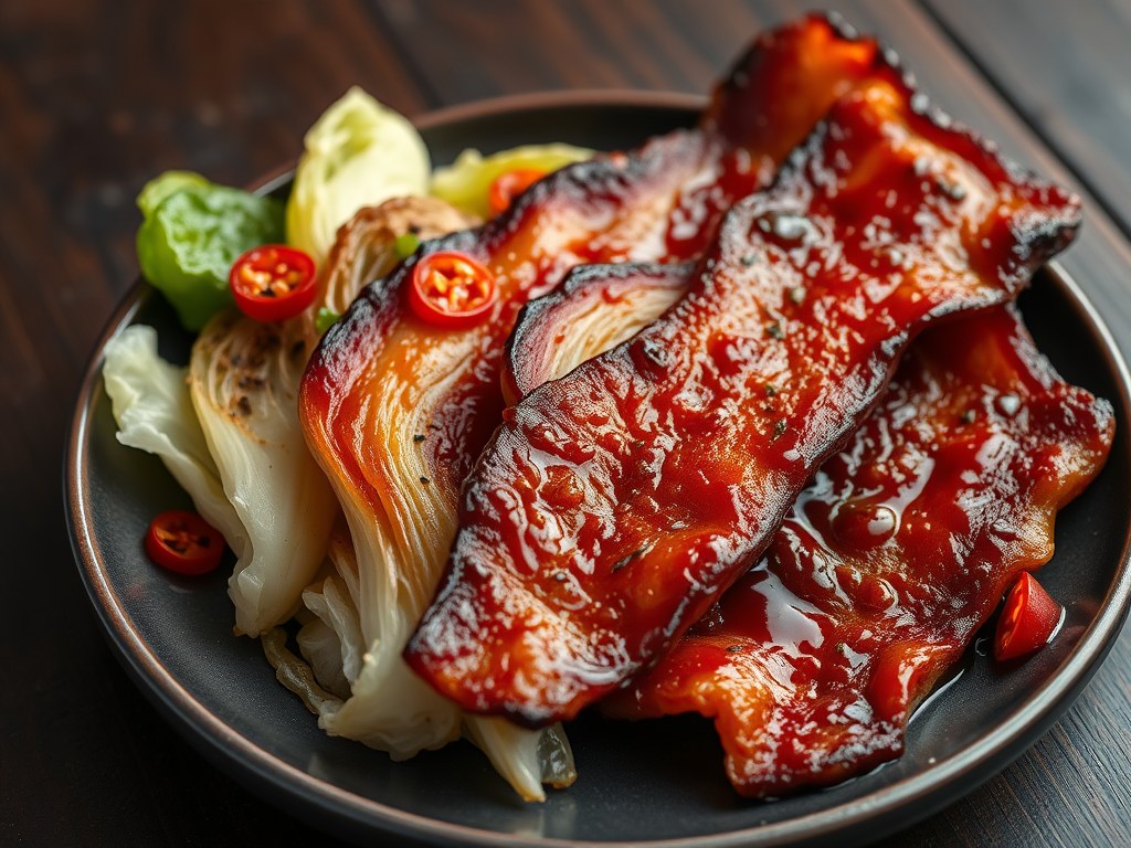 Gemarineerde Bacon met Chinese Kool, AI-gegenereerde illustratie