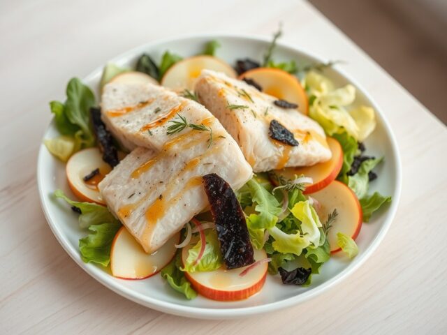 Gemarineerde gerookte forelsalade