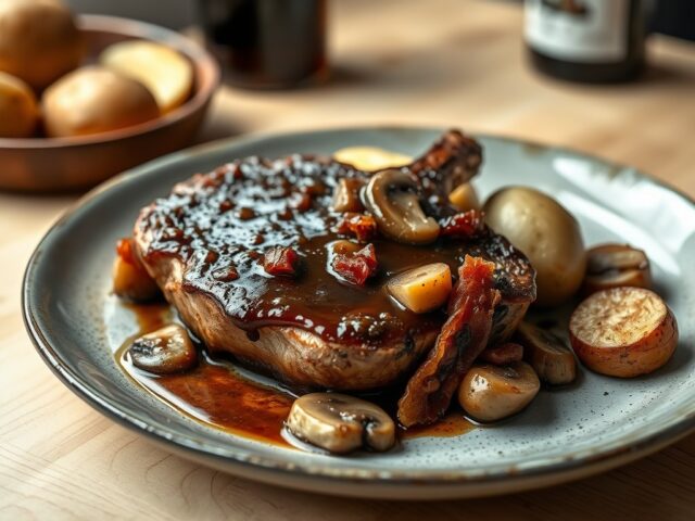 Gemarineerde varkenskoteletten met Guiness-saus