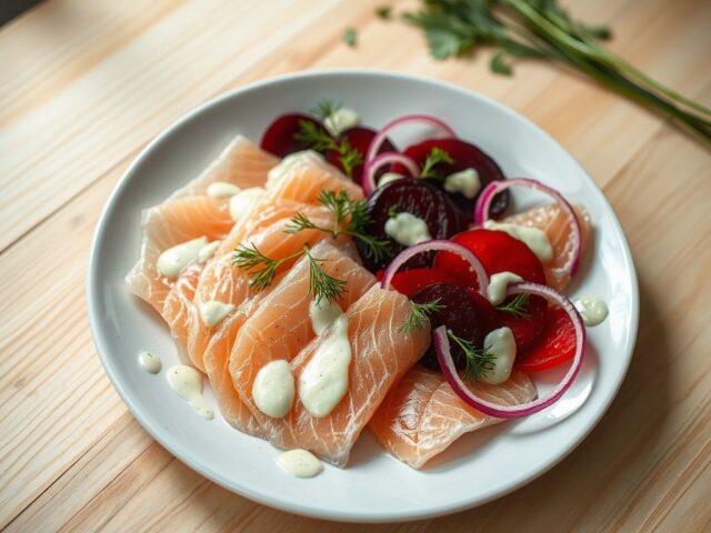 Gemarineerde zalm met wasabidressing