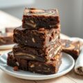 Gemarmerde brownies van pure en witte chocolade