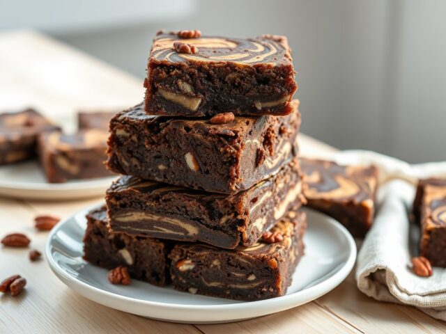 Gemarmerde brownies van pure en witte chocolade