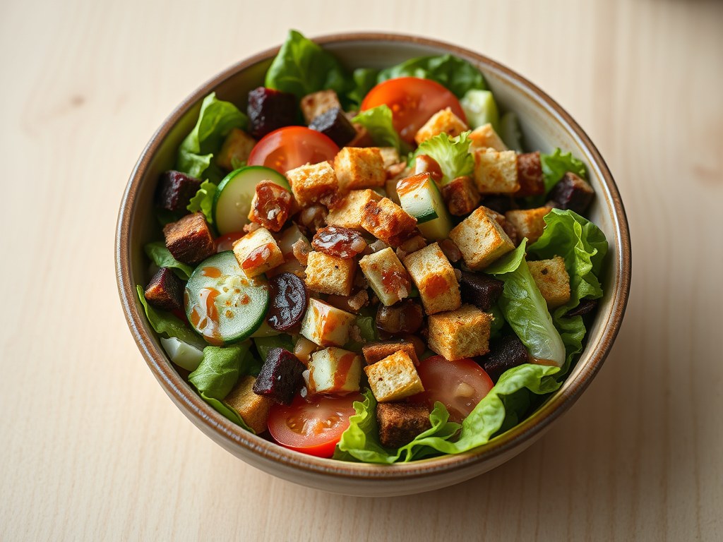 Gemengde salade met spec. dressing, AI-gegenereerde illustratie