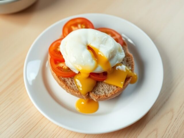 Gepocheerd eitje met honing-mosterd dressing