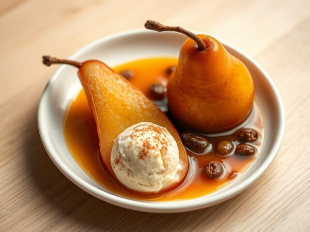 Gepocheerde peren met piment