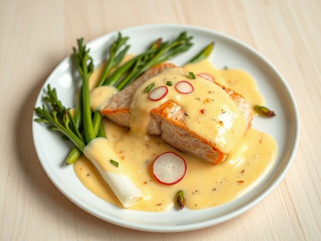 Gepocheerde zalm met witlof en Chateau d’Arville