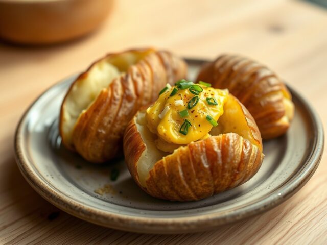 Gepofte aardappelen met kerrieboter