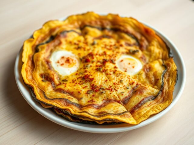 Gerecht van aubergine met ei uit Perzie. (Kuku Bademjan)
