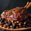 Gerookte lamsbout met dadels en amandelen