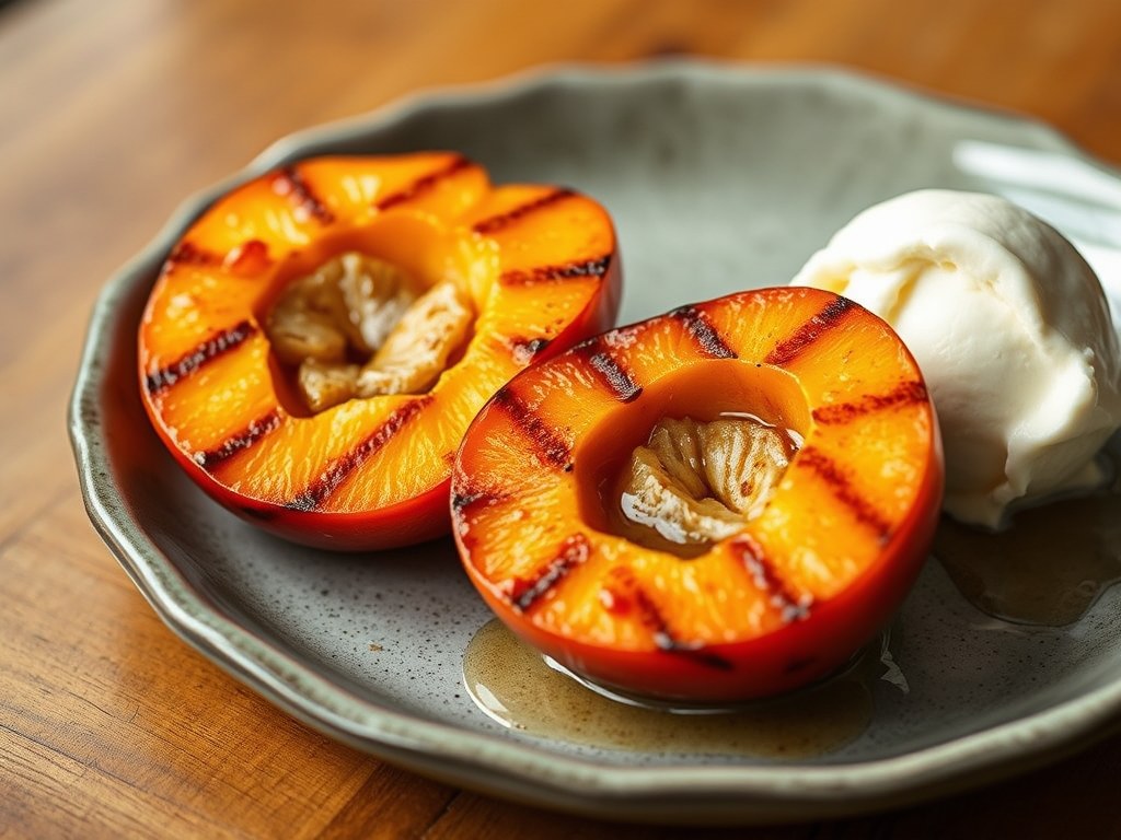 Geroosterde nectarines, AI-gegenereerde illustratie
