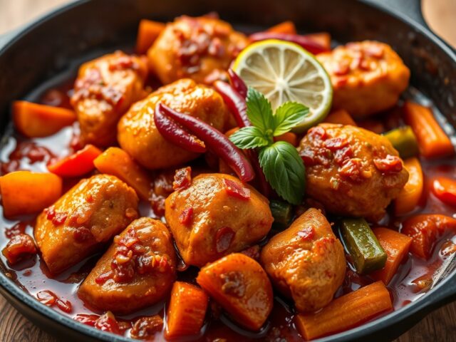 Gesauteerde Portugese kip piri-piri