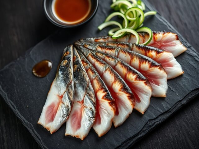 Geschroeide sashimi van makreel