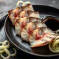 Geschroeide sashimi van makreel met gember