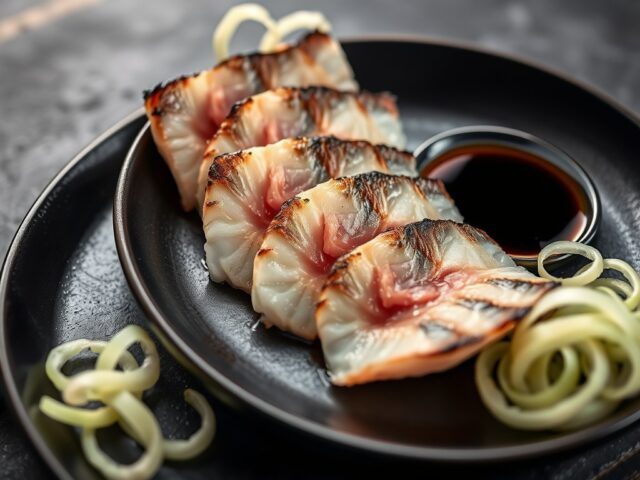 Geschroeide sashimi van makreel met gember
