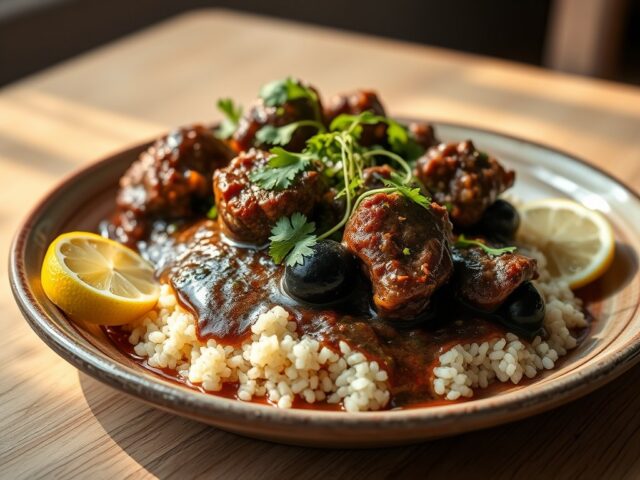 Gestoofd lamsvlees met kruiden en couscous