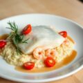Gestoomde kabeljauw met Risotto van Gambas