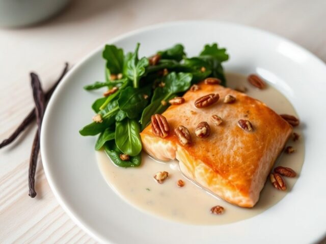 Gestoomde zalm met witlof en vanille