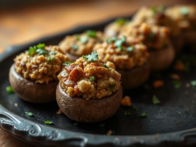 Gevulde champignons met chorizo