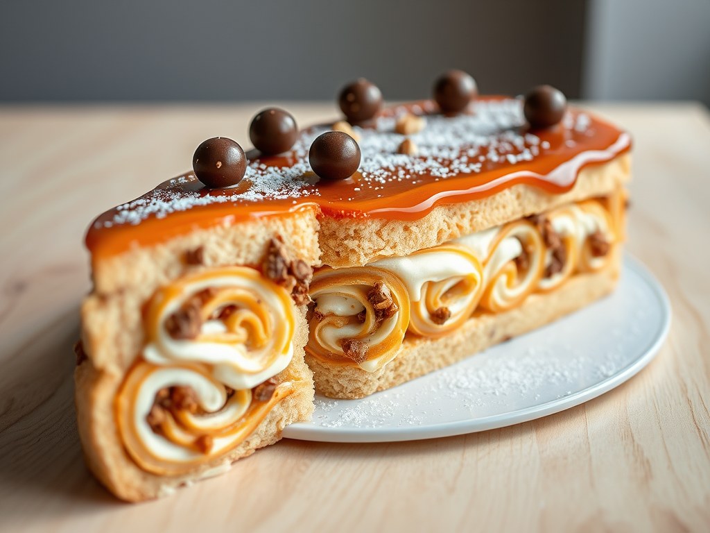 Gevulde chipolatacake, AI-gegenereerde illustratie