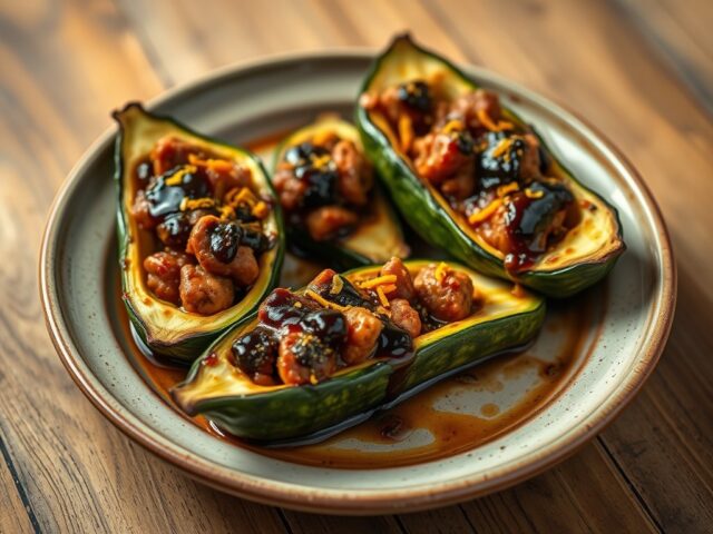 Gevulde courgette (evt met Marokkaanse worstjes)