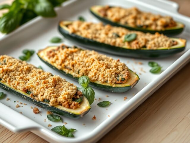 Gevulde courgette met gehakt en spinazie