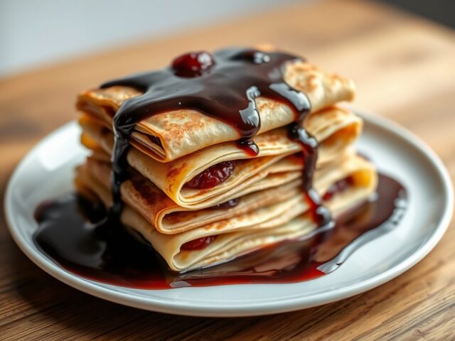 Gevulde flensjes met chocoladesaus (oven)