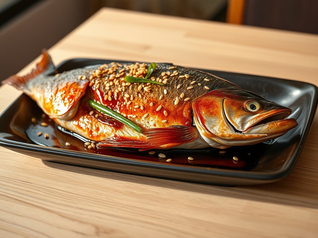 Gevulde forel uit de oven, AI-gegenereerde illustratie