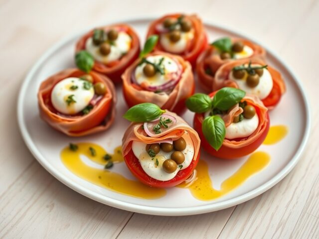 Gevulde Italiaanse tomaten met San Daniele ham