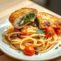 Gevulde kipfilet met tagliatelle