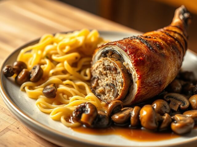 Gevulde konijnenbout met spätzle