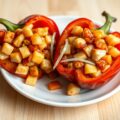 Gevulde paprika Hawai met kip