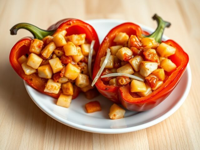 Gevulde paprika Hawai met kip