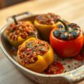 Gevulde paprika met quinoa en kippengehakt