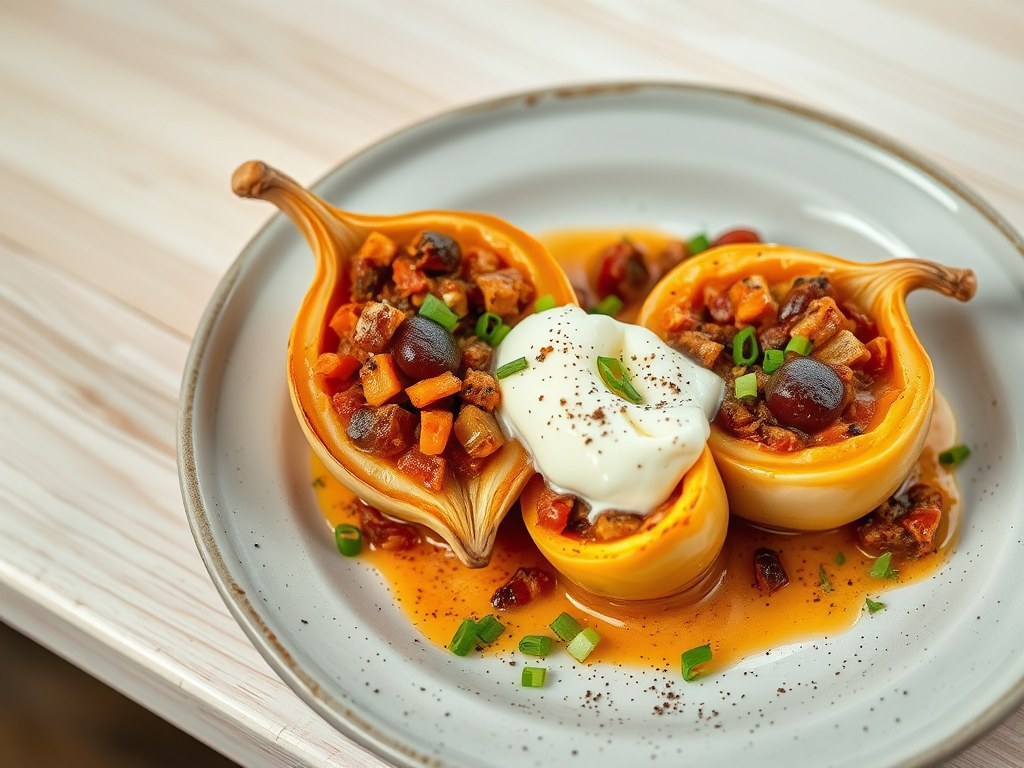 Gevulde raapjes met spek, wortel & champignon, AI-gegenereerde illustratie