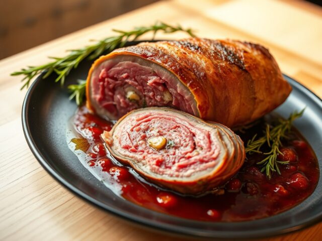Gevulde reefilet in Parmaham