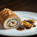 Gevulde rollade van kipfilet en taartje van zuurko