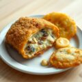 Gevulde schnitzel met rozijnen en aardappel-kaas rosti