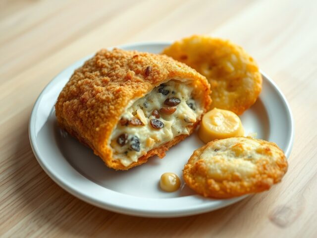 Gevulde schnitzel met rozijnen en aardappel-kaas rosti