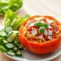 Gevulde tomaat met spaghetti