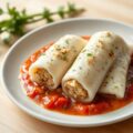 Gevulde visfilets met tomatensaus