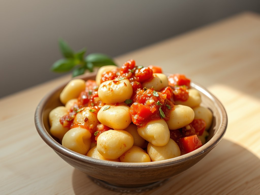 Gnocchi con una salsa di pomodoro veloce, AI-gegenereerde illustratie