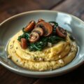 Gorgonzola Polenta met Spinazie en Wilde Paddestoe