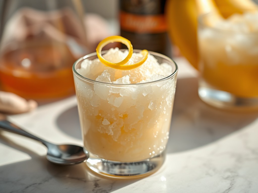 Granita van bananenlikeur, AI-gegenereerde illustratie