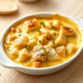 Gratin met zwaardvis en zalm